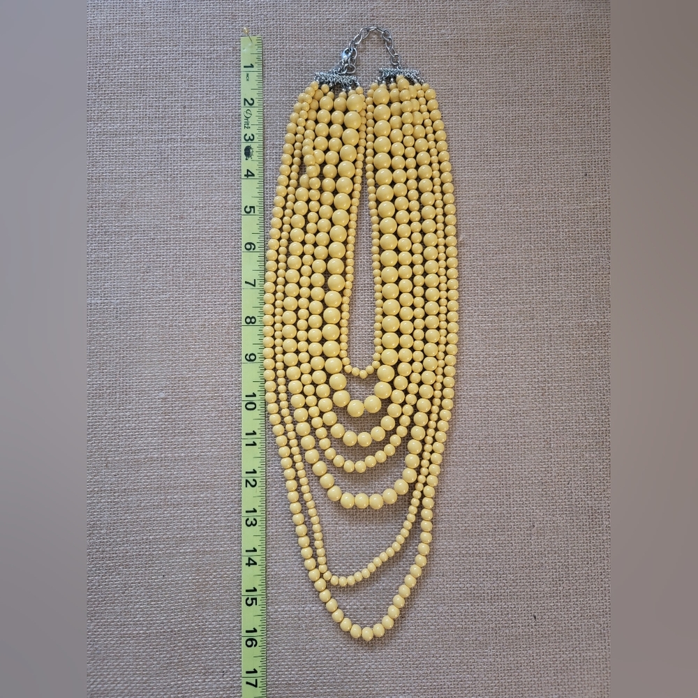 Yellow Beaded Statement Necklace - image 2